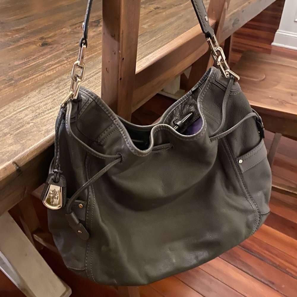 Cole Haan, Vintage Elegant Gray Leather Shoulder Bag